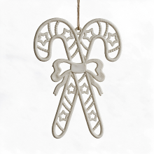 2 Stuks witte gecarveerde hangende suikerstokjes, decoratie voor thuis en tuin, decoratie voor de kerstboom