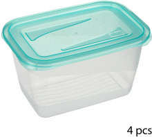 5Five Set van 4 rechthoekige PE dozen, vers en diepvries, 0,75 l