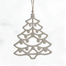 2 Stuks witte gegraveerde hangende kerstballen, decoratie voor thuis en tuin, decoratie voor de kerstboom