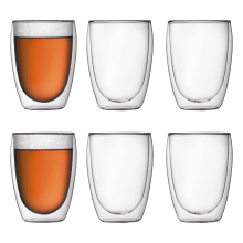 2 Pack 350 ml dubbelwandige hoge koffiebekers glazen, voor koffie, thee, melk, sap, ijs en dessert, borosilicaat hittebestendige grote glazen, magnetronbestendig, ideaal voor warme en koude dranken