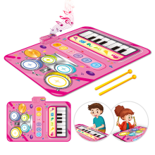 UINLE Baby 2 in 1 muzikale piano  en jazzdrum speelmat voor kinderen roze