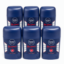 NIVEA MEN Dry Impact Anti transpirant Deodorant Stick   72 Uurs Bescherming   Sneldrogende Deodorant Voor Mannen   Alcoholvrij   Deodorant Stick   50 ml (6 Pack)