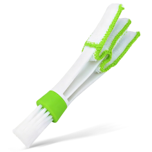 KOWM COOOZE Groene ventilatiesleuf reinigingsborstel, autoklimaatborstel met microvezel, afneembaar en wasbaar, multifunctionele borstel voor auto interieur, toetsenbord en lamellen 1 stuk