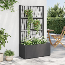 VidaXL Plantenbak met trellis   Donkergrijs, 80 x 36 x 140 cm