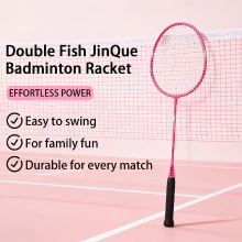 Double Fish JinQue Lichtgewicht Duurzaam Badmintonracket Dubbelset Roze 1309 Met Tas, 2 Rackets, Geen Shuttlecocks Inbegrepen
