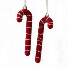 2 Stuks rode fluwelen snoeppaalmannetjes, klassieke kerstballen voor de kerstboom, decoratie voor de feestdagen, cadeau en feestartikelen