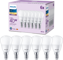Philips LED Kogellamp Mat   40 W   E14   Warmwit licht   6 stuks