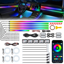 VGETTING Dreamcolor acryl LED stripverlichting voor auto binnenkant met draadloze app, RGB 22 in 1, 175 inch, 593 LEDs, lichtgeleidende glasvezel ambilightkit, 16 miljoen kleuren en geluidsactieve functie, neonlicht