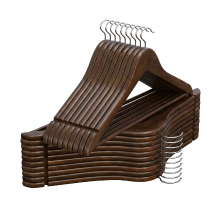JOYFURNOS houten kledinghangers 20 stuks, robuuste kledinghangers met 360° draaibare roestvrije haak en glad gepolijst oppervlak, 44,5 x 23 x 1,2 cm dik stevig profiel, ideaal voor pakken, jassen, mantels, overhemden, broeken, kledingkast, kast, geelbruin