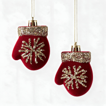 2 Stuks rode fluwelen kersthandschoenen, klassieke kerstballen voor de kerstboom, decoratie voor de feestdagen, cadeau en feestartikelen