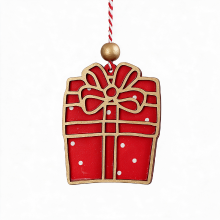 2 Stuks gecarveerde houten cadeaudoosjes, hangende houten decoratie voor kerstboom, hangende knutseldecoratie voor kerstfeest