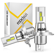 Roadsun nieuwste H4/9003/HB2 lampen, hoog /laagvermogen, 500% helderheid, 6500K koelwit, 1:1 halogeenformaat, H4 9003 LED koplampen, met koelventilator van 16.000 Tpm, Plug & Play, IP68 waterdicht