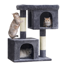 JOYFURNOS SONGMICS krabpaal, speeltoren 101 cm, XL, huisje voor katten tot 20 kg, groot platform, 2 kattenhuizen, krabpaal, donkergrijs