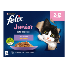 Felix premium kwaliteit junior kattenvoer gemengde smaken 12 x 85 g (2 12 maanden)