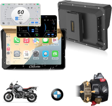 CARPURIDE [zomerdeals   met levering de volgende dag] W702BS Pro CarPlay scherm voor motorfietsen met origineel wonderwiel voor BMW motorfiets, draadloze CarPlay en Android Auto, 7 inch waterdicht touchscreen, dubbele bluetooth, intercomfunctie, gegevensu
