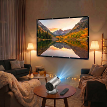 XBJ entertainmentbundel voor groot scherm   draagbare zilveren projector + projectiescherm van 100 in