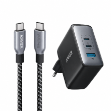 Anker 736 Nano II 100 W Oplader + Prime USB C naar USB C Kabel 240 W, 90 cm, Upcycled Gevlochten, Snellaadpakket