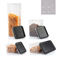 Bodum CANTEEN opbergpotten set   12 stuks, zwarte deksel
