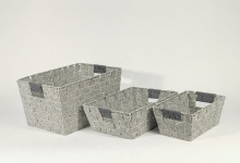 KEVAHOME S/3 serie gevlochten opbergmand van katoenen touw grijs L: 15 × 11 × 8,25 in HM: 13 × 10 × 4,5 in HS: 10 × 7 × 4,5 in