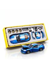 CCA1:42 2018 Ford Mustang GT Classic Blue modelauto – doe het zelf kit met te openen deuren en verwisselbare onderdelen; verzamelmodel en display speelgoed