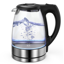 Cuisync 1.7 L borosilicaatglas waterkoker, 2200 W hoog vermogen snelkokend, 304 roestvrijstalen bodem, 360° draaibare voet, waterkoker voor thuisgebruik (FY 788)