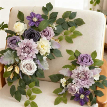 Wei's moment Bruiloftboog bloemen (set van 2) Welkomstbord bloemen achtergrond slinger voor ceremonie receptie muur standaard huisdecoratie entree kunstbord voor buiten hoofdtafel decoratie (Lilic & crème)