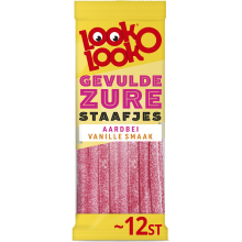Look O Look Gevulde Zure Staafjes Aardbei Vanille   125 g