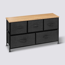 5Five Tissa Laag 5 Lades Ladeblok   Donkergrijs, 100 x 30 x 55 cm