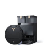Ecovacs DEEBOT T50 OMNI BLACK robotstofzuiger met dweilfunctie (Zwart) met All in One OMNI station incl. Reinigingsmiddeldosering, OZMO Turbo 2.0, Tot 25.000 Pa zuigkracht, TruEdge 2.0 Adaptieve randreiniging, ZeroTangle 3.0, AIVI 3D 3.0, 9 Mm dweilhefting