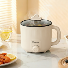 IAGREEA 1,6 L mini elektrische kookpan   600 W draagbare antiaanbak multifunctionele kookpan met automatische uitschakeling & oververhittingsbeveiliging, compacte ramen  & shabu shabu waterkoker voor studentenkamers, kleine appartementen, reizen & kampere