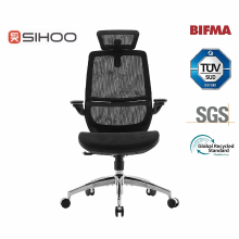 SIHOO M59S ergonomische bureaustoel, bureaustoel met 3D gecoördineerde opklapbare armleuningen, computerstoel met dual back ontwerp en adaptieve dynamische lendensteun (zwart)