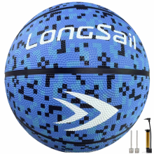 LONGSAIL professionele wedstrijdbasketbal maat 7 29,5 inch camouflageblauw hoogwaardig rubbermateriaal