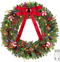 DDHS 48 inch kerstkrans met 200 lichtjes   1 stuk