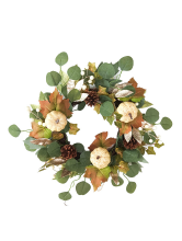 Daisy Darcy 50 cm Herfst Pompoenkrans Rotan Basis Natuurlijk Materiaal: Dennenappel