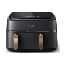 PHILIPS 3000 Serie Dual Basket Airfryer – 9 L – Zwart – Voor 6 personen – 8 Kookfuncties (NA352/04)