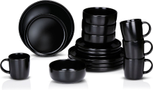 Alpina servies set keramiek   16 stuks, zwart