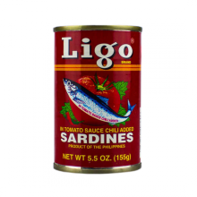 LIGO Sardines in tomatensaus, pittig, rood, bl 155 g