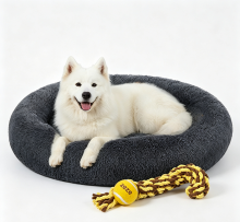 JOYFURNOS Zacht pluche kalmerend hondenbenchbed en touwbal huisdierenspeelgoed voor honden & katten, duurzaam kauwgedrag, gebitsreiniging & interactief spelen, binnen & buiten