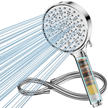 Cobbe douchekop met filter en slang, Cobbe hogedrukdouchekop met 6 straalstanden, Cobbe waterbesparende douchekop met doucheslang, handdouche met filter tegen kalkaanslag voor hard water, chloor