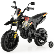 Costway 12 V elektrische motorfiets voor kinderen met steunwielen, officieel gelicentieerde Aprilia versie, zwart