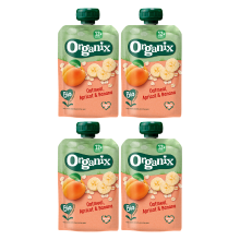 Organix knijpfruit haver, abrikoos & banaan 12 m x 100 g * 4