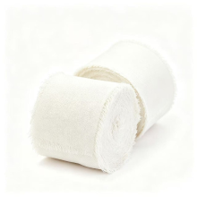 2 Stuks 40 mm x 5 m witte chiffon zijdeband, handgemaakte franjes voor bruiloftsuitslagen, bruidsboeketten, cadeaupapier, feestdecoratie, doe het zelf knutselwerk
