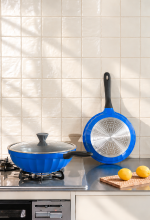 BUYDEEM Geëmailleerde Gietijzeren Braadpan 2,9 L, 22 cm, CP521, Eilandblauw