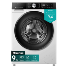 Hisense WF3S9043BW3 Vrijstaande wasmachine   9 kg capaciteit   1400 tpm centrifugeersnelheid   Energiezuinig   Wit