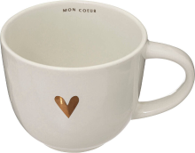 Secret de Gourmet Bloemige Keramische Mok   480 mL, Wit & Goud