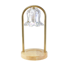Zooly Wax melt lamp met Europese dubbele rechte stokjes, belvormige basis van massief hout, natuurlijke houttint, 1 stuk