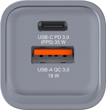 Verbatim GNC 35 GaN lader 34W 1xUSB C PD, 1xUSB A QC 3.0 32200