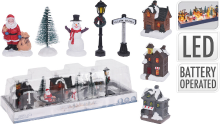Koopman International Koopman Kerstdecoratie Dorp met LED Set   10 stuks, 340 x 130 x 105 mm