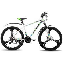 Hiland, H200 Plus 26 inch mountainbike voor volwassenen, frame van aluminiumlegering, dubbele schijfremmen, 18 versnellingen, voorvorkvering, wit