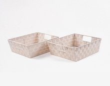 KEVAHOME set van 2 PP geweven band planktas   beige 15x13x5